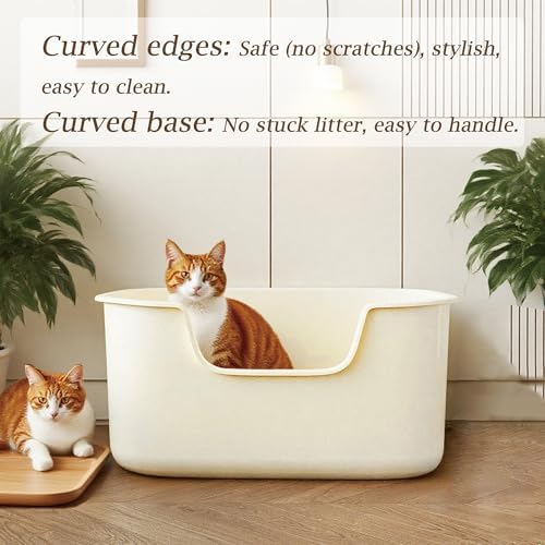 Large Cat Litter Box with High Sides, Side Entry Open Top Deep Tall Litter Pan - Image 6