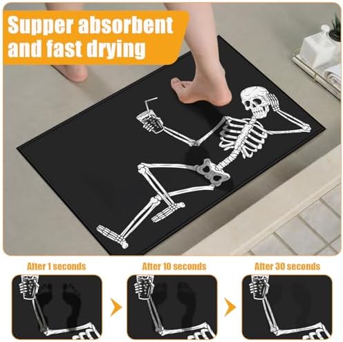 Funny Skeleton Bath Mat for Bathroom, Washable Door Mat Absorbent Bath Rug - Image 6