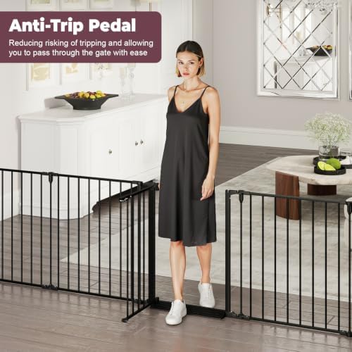 144" Extra Wide Baby Gate with Door, Configurable Baby Fence - Image 4