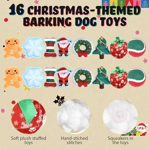 Syhood 60 Pcs Christmas Squeaky Dog Toys Plush Chew Small Puppy Dog - Image 5