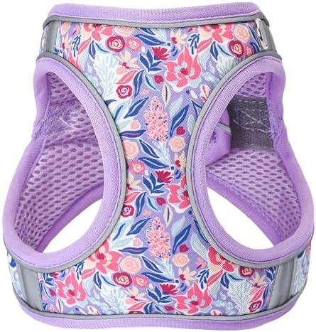 Small Dog Harness Purple Flowers No Pull Reflective Harness - Image 2