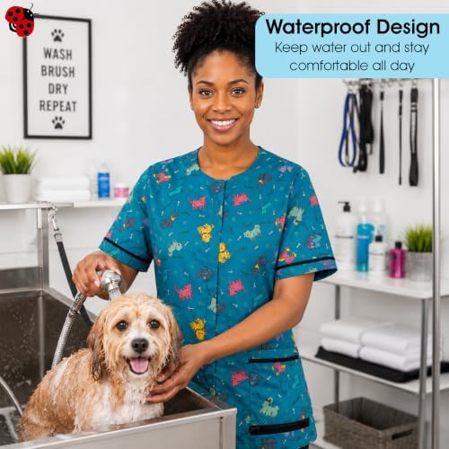 Ladybird Line 713 Unisex Blue Dog Waterproof Grooming Apron, Hair Bleach - Image 6
