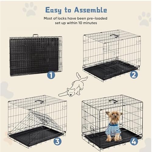 DUMOS Dog Crate 24 Inch, Foldable Puppy Small Dog Cage Pet Kennel - Image 6