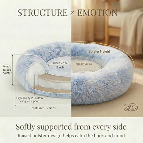 nononfish Donut Dog Bed for Small Dogs, Soft Round Calming Bed - Image 4