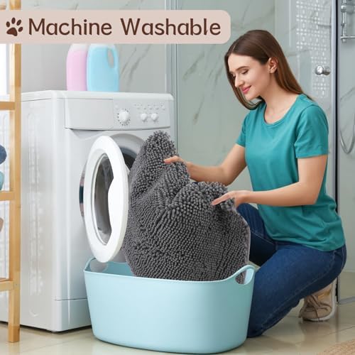 Tinideya Corner Cat Litter Mat Trapping Waterproof Non Slip, Dark Gray - Image 4
