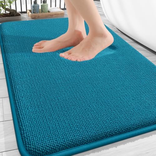 OLANLY Memory Foam Bathroom Rugs 30x20, Absorbent Bath Mat, Peacock Blue by OLANLY