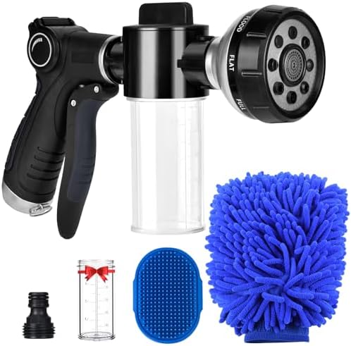 Garden Hose Nozzle, High Pressure Hose Spray Nozzle 8 Way Spray Pattern by EVILTO