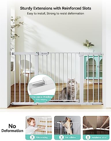 COMOMY 30" Tall Baby Gate for Stairs Doorways, Fits 29.5" to 51.6" Openings - Image 2