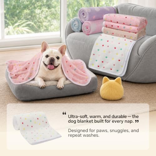1 Pack 3 Blankets Super Soft Cute Dot Pattern Pet Blanket Flannel Throw - Image 4