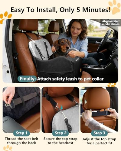 Dog Car Seat for Small Dogs Up to 35 lbs, Dog Bed for Car Fits Home Outdoor - Image 6