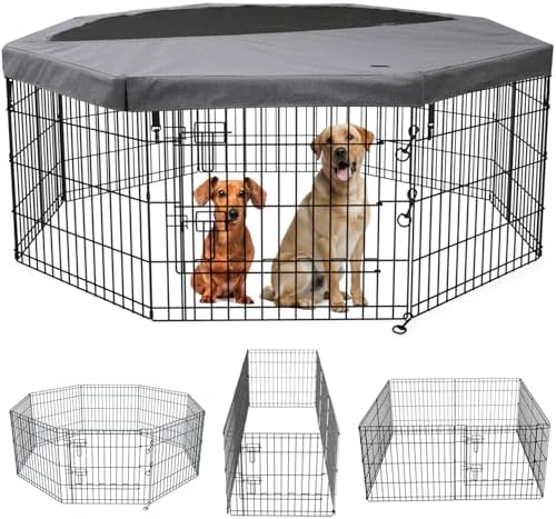 PETIME Foldable Metal Dog Exercise Pen/Pet Puppy Playpen Kennels Yard Fence by PETIME