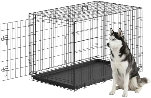 FDW | 48" Foldable Metal Dog Crate | Black | Cage by FDW