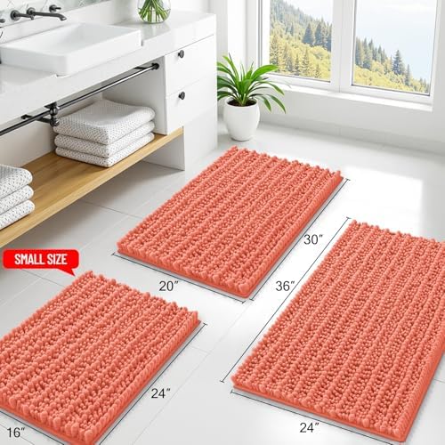 Smiry Bathroom Rugs 48X32, Extra Soft Rubber Backing Chenille Bath Mats - Image 2
