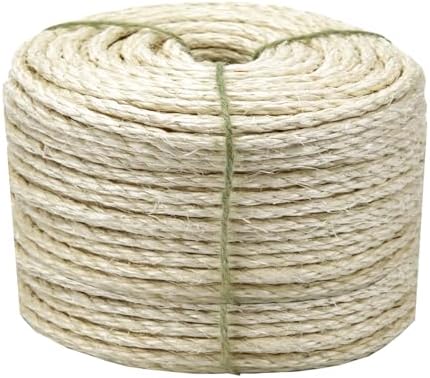 Cat Sisal Rope 164-Feet 4mm for Scratcher Repair and Replace Scratching Post by Juomid