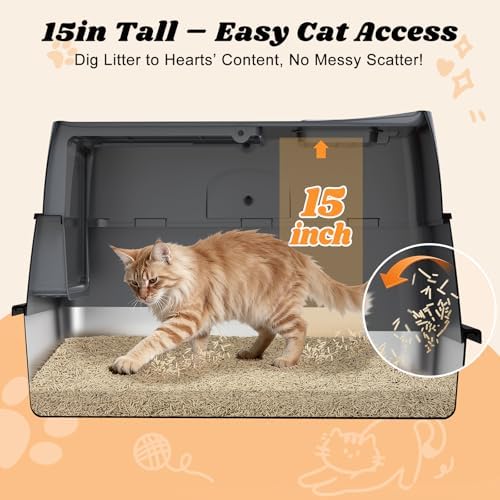 AIPERRO Enclosed Stainless Steel Cat Litter Box - Image 6