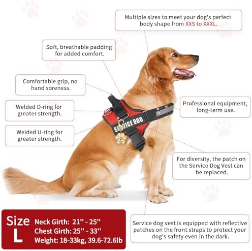 Opstin Service Dog Vest, ID Tag + 50 ADA Information Cards, Service Dog Harness - Image 5