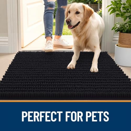 OLANLY Dog Door Mat for Muddy Paws 24x16, Ultra-Absorbent Chenille Mud Mat - Image 6