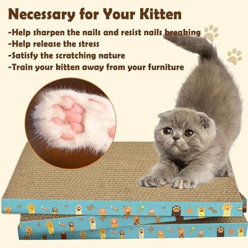 Cardboard Cat Scratcher 3 Pack Refill Reversible Cat Scratching Pad Durable Cat - Image 3