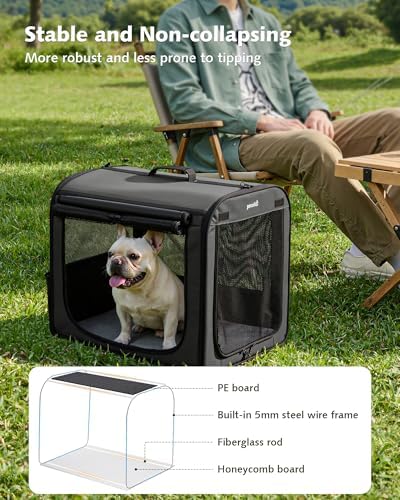 Dog Car Carrier Light Weight 24×17.7×20.5in, Foldable Dog Carrier, Dark Gray - Image 5