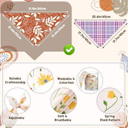 60 Pcs Summer Bandana for Dog Bulk Flower Dog Bandanas Adjustable Dogs Bibs Triangle Scarf Pet Costume for Small to Large Pet(Flower, Large) - Image 3