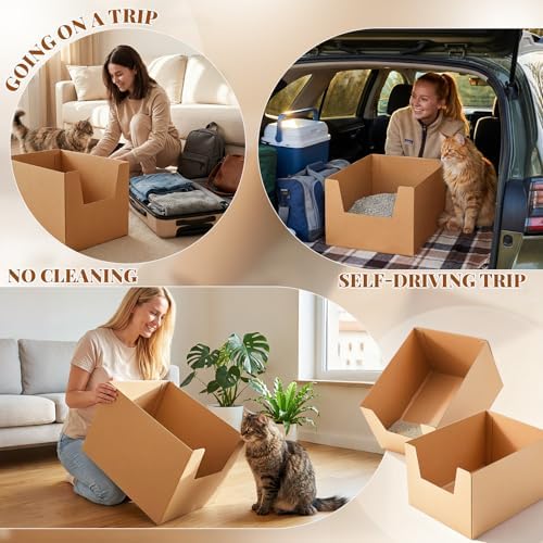 Lounsweer 4 Pack XXL Disposable Litter Boxes, Jumbo Cardboard High Sided - Image 6