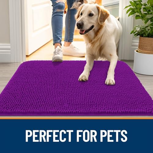 OLANLY Dog Door Mat for Muddy Paws 50x30, Super Absorbent Chenille Mud Mat - Image 6