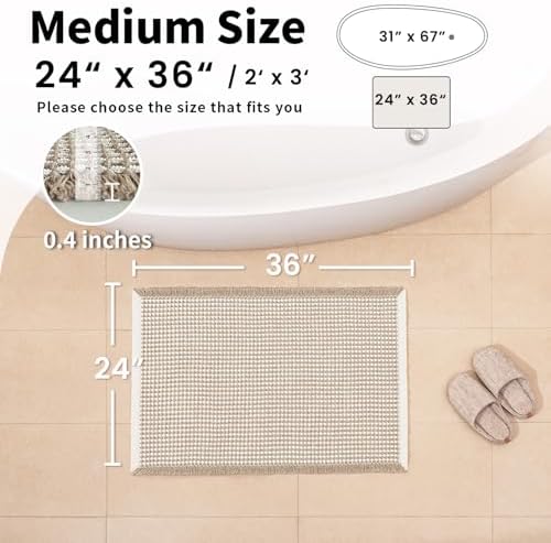 Waffle Bath Mat, Boho Bathroom Rugs Non Slip Washable - Image 2