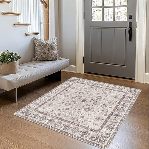 Washable 3x3 Square Rug for Entry Bathroom Kitchen Bedroom Carpet by NYZEL