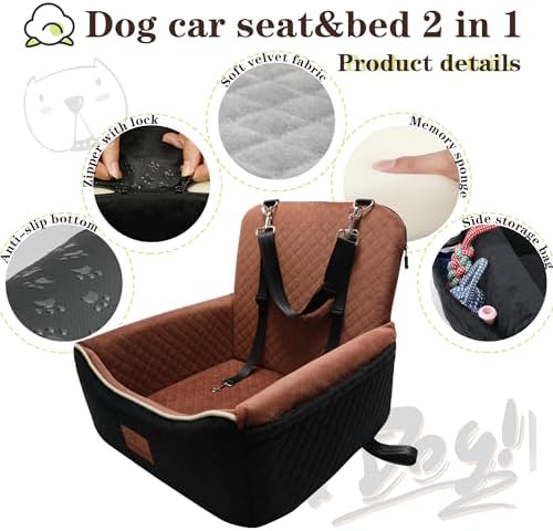 Dog Car Seat Bed 2 in 1 for Small/Medium Dogs up to 35 lbs, Adjustable Safety - Image 4