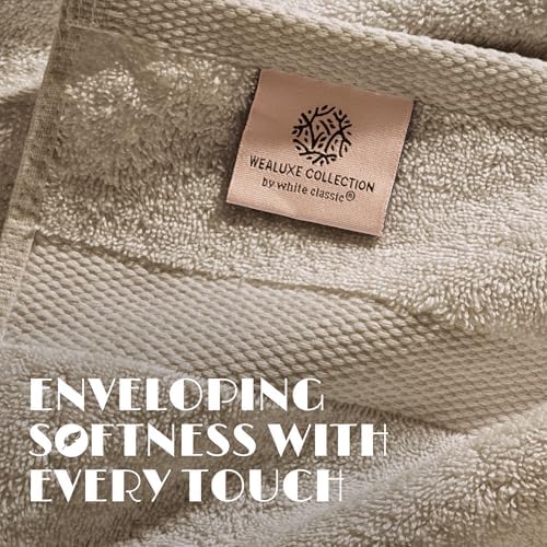White Classic Wealuxe Taupe Bath Towels 24x50 Inch, Cotton Towel Set - Image 3