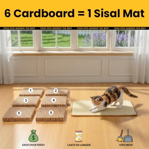 Conlun Cat Wall Scratcher, Dual Mount Sisal Scratching Mat - Image 4