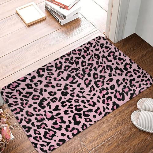 Pink Leopard Bath Mat 24x16 Inch Non-Slip Soft Microfiber Bathroom Rugs - Image 6