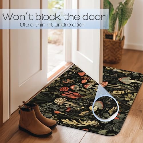 Retro Mushrooms Bathroom Rug 29.5"x17", Super Absorbent Fast Drying Bath Mat - Image 7