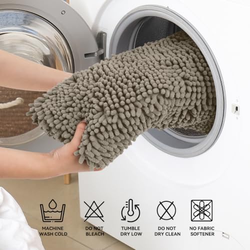 Bcoimo Bath Rug Mat, 36x24 Chenille High Absorbent Latte Bathrom Floor Mats - Image 6