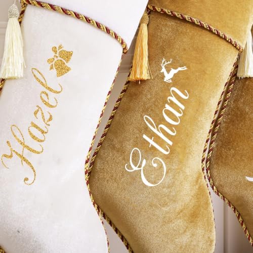 Personalized Christmas Stockings with Names 4 Pack White Gold - Image 7
