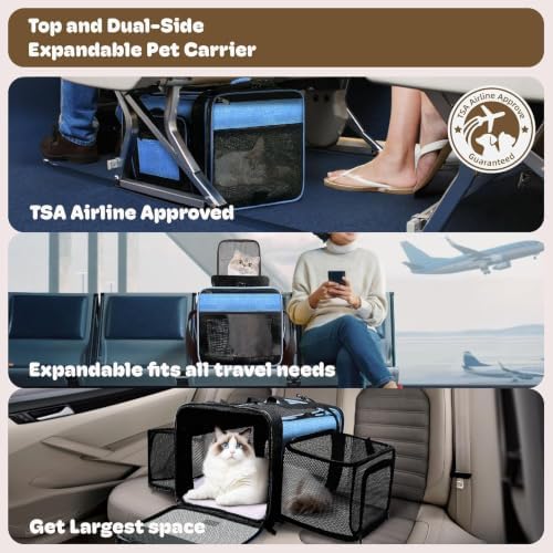 Top and 2 Sides Expandable Cat Carrier 18x11x11 TSA Airline Approved - Image 2