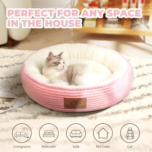 Zerbuger 23in Pink Round Dog Bed Sofa - Image 6