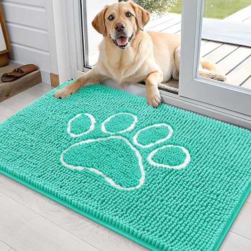 OLANLY Dog Door Mat for Muddy Paws 36x24, Paw Print Design Chenille Mud Mat by OLANLY