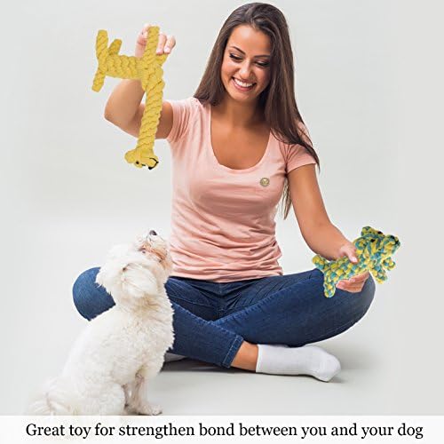 SunGrow Cotton Rope Dog Toys, 2 Pack Puppy & Giraffe - Image 3