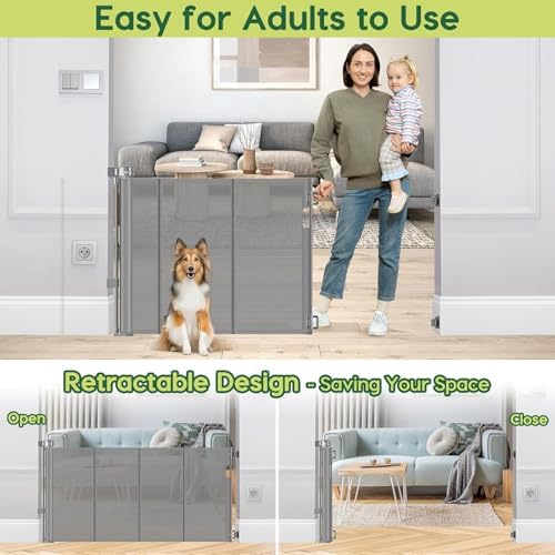 2 Pack Reinforced 55" Wide Retractable Dog Gate - Image 5