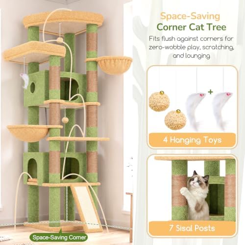 Globlazer 80in Cactus Extra Large Heavy Duty Corner Cat Tree Tower - Image 5