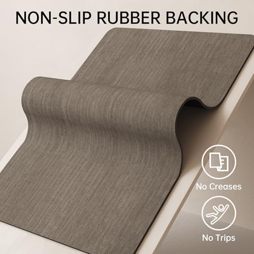 Mecko Bath Mat 16"x24", Ultra Thin Bathroom Rug fit Under Door Brown - Image 5