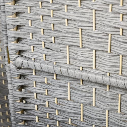 HOMCOM 4 Panel Room Divider 6 Ft Privacy Screen Hand-Woven Mixed Gray - Image 6