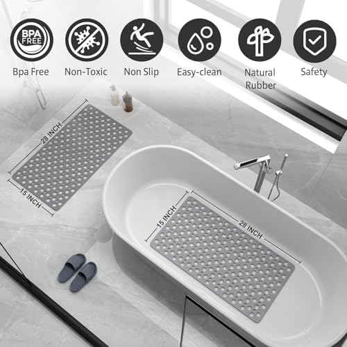 XIYUNTE Bath Mat for Tub Non Slip Shower Mat -28" x 15" Soft TPE Bathtub Mat - Image 2