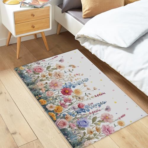 Giwawa Colorful Flower Bath Rug Botanical Floral Extra Soft Bathroom Carpet - Image 2