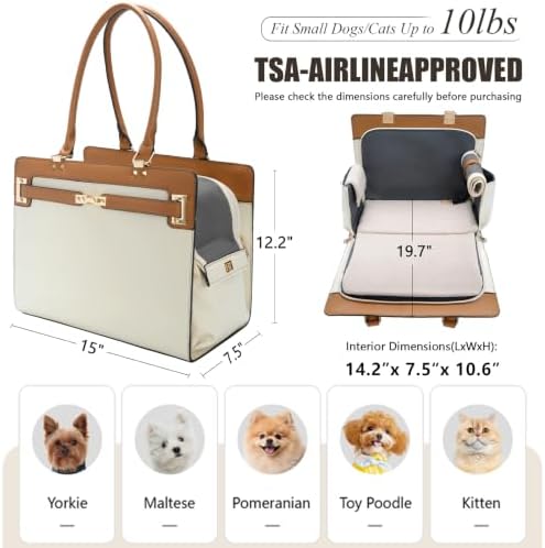 2-in-1 Stylish Dog Purse Carrier Soft-Sided Carriers Travel Tote Bag - Image 2
