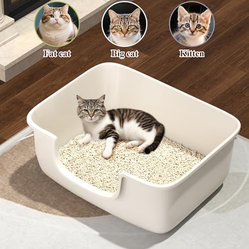 Large Cat Litter Box with High Sides, Open Kitty Litter Boxes Anti-Splashing - Image 5