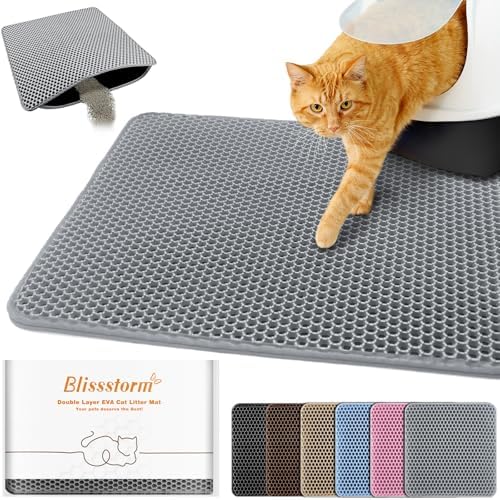 Cat Litter Mat 12"x18", Double Layer EVA litterbox Mat by BLISSSTORM