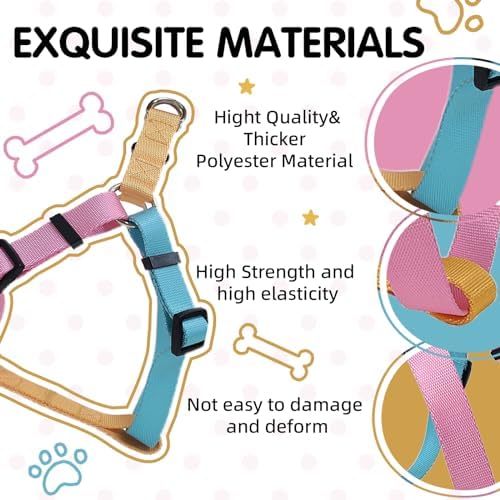 Blue Pink Tri-Color Large Dog Harness, No-Pull Step-in - Image 5