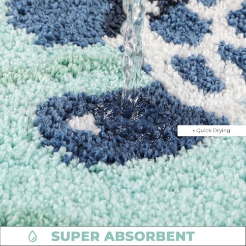 Modern Ocean Bath Rug Super Absorbent Non Slip Cute Bathroom Mat Machine - Image 3